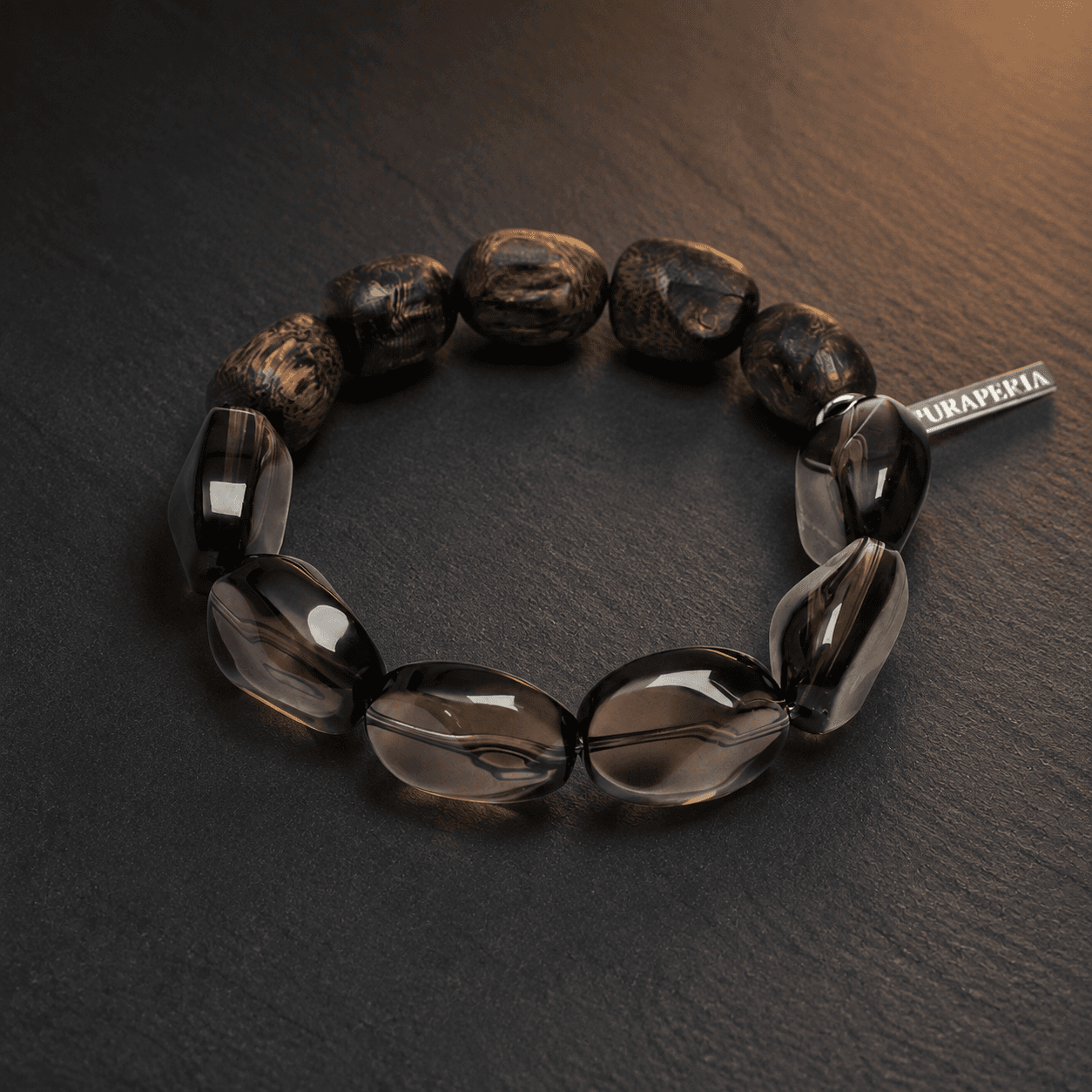 Agarwood & Smoky Quartz Bracelet