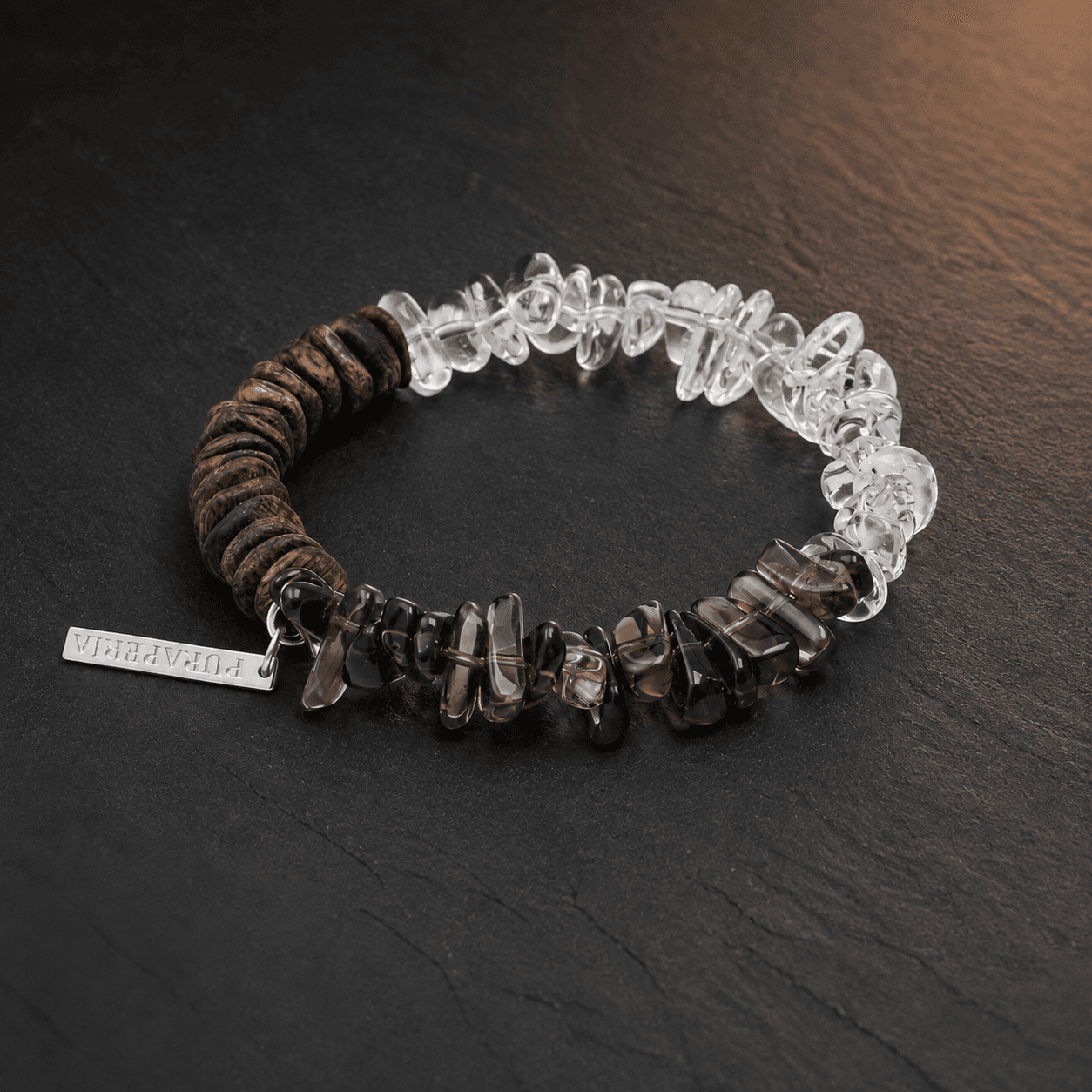 Coffee & Clear Quartz Bracelet