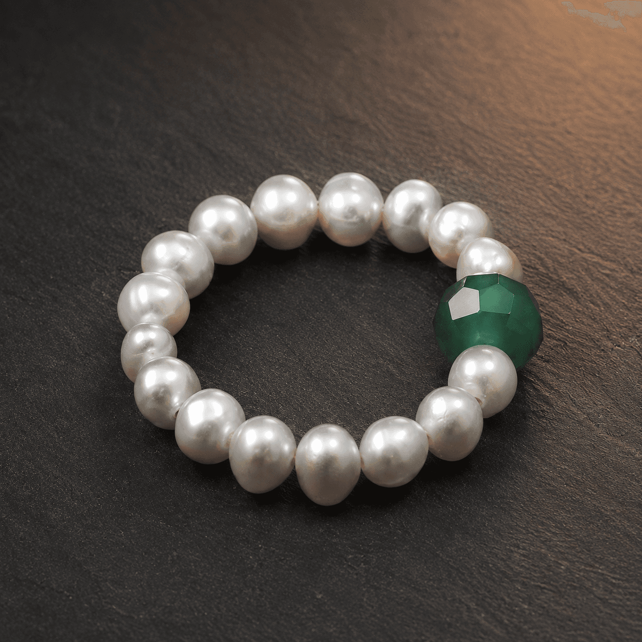Soft Moon Green-Agate Ring