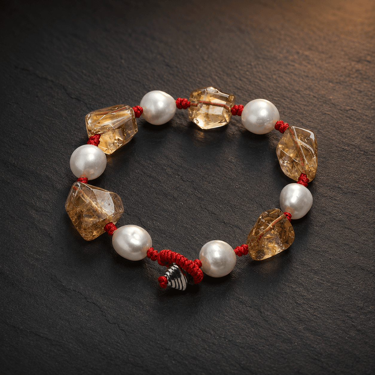 Red Cord & Golden Crystal Bracelet