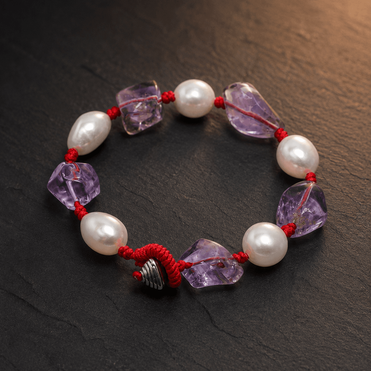 Red Cord & Amethyst Bracelet