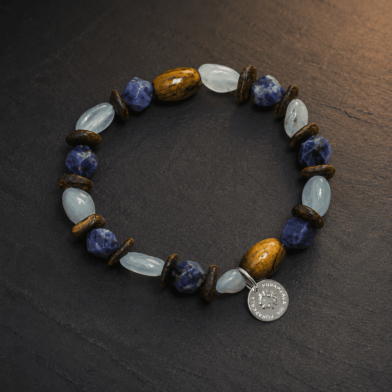 Blue & Wood Balance Bracelet